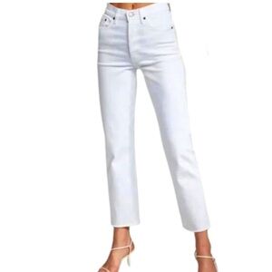 Denim Forum The Yoko High Rise Jeans Womens 28 White Slim Ankle Skinny Aritzia